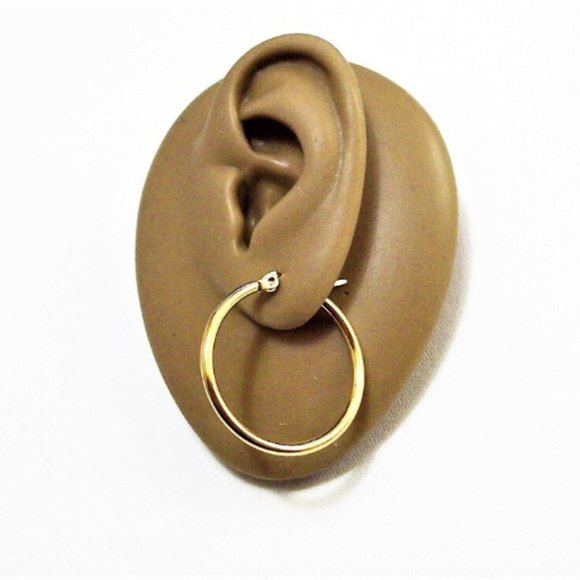 Big 30mm Stainless Steel Hoop Pierced Post Stud Earrings Gold Tone Large Open Po - Picture 3 of 7